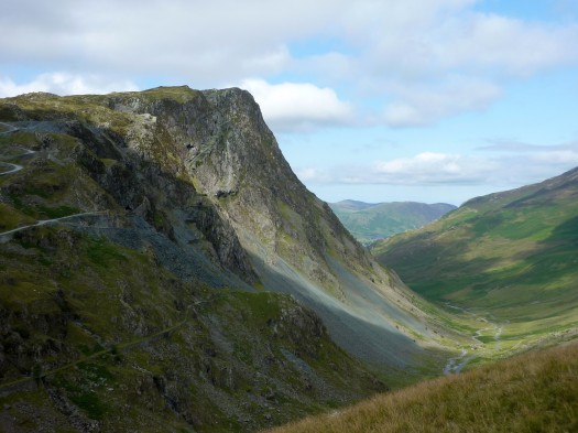 Looking down Honister Pass